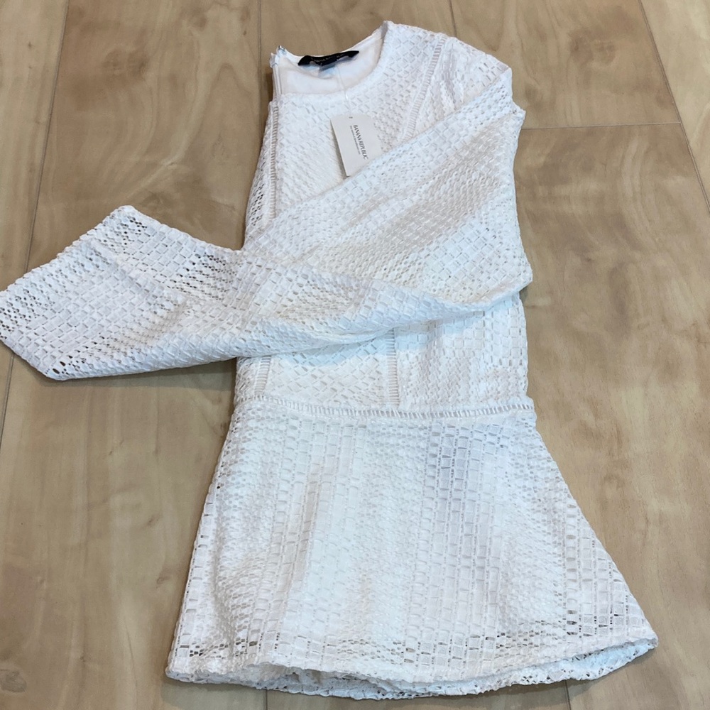 NWT Banana Republic peplum white lace blouse